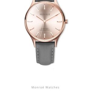 Monroe Rose Gold Watch with Grey leather band